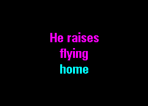 He raises

flying
home