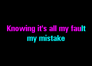 Knowing it's all my fault

my mistake