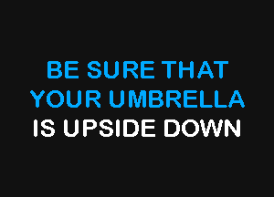 BE SURE THAT

YOUR UMBRELLA
IS UPSIDE DOWN