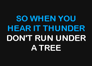 SO WHEN YOU
HEARFTTHUNDER

DON'T RUN UNDER
A TREE