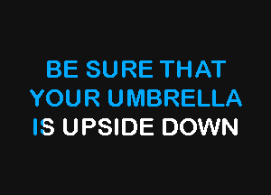 BE SURE THAT

YOUR UMBRELLA
IS UPSIDE DOWN