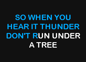 SO WHEN YOU
HEARFTTHUNDER

DON'T RUN UNDER
A TREE