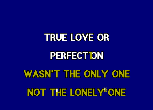 TRUE LOVE 0R

PERFECT'DN
WASN'T THE ONLY ONE
NOT THE LONELYhONE