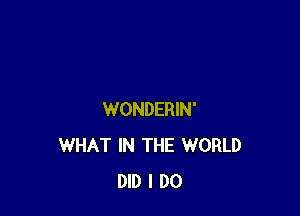 WONDERIN'
WHAT IN THE WORLD
DID I DO
