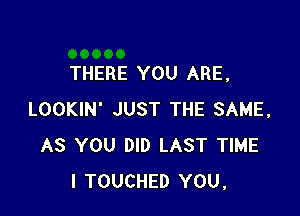 THERE YOU ARE,

LOOKIN' JUST THE SAME,
AS YOU DID LAST TIME
I TOUCHED YOU,