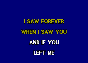 I SAW FOREVER

WHEN I SAW YOU
AND IF YOU
LEFT ME