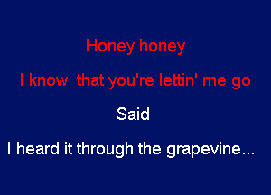 Said

I heard it through the grapevine...