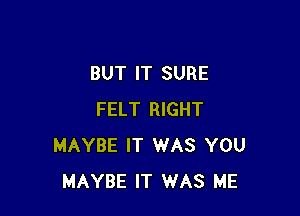 BUT IT SURE

FELT RIGHT
MAYBE IT WAS YOU
MAYBE IT WAS ME