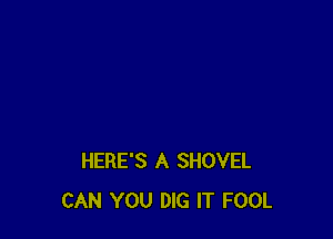 HERE'S A SHOVEL
CAN YOU DIG IT FOOL