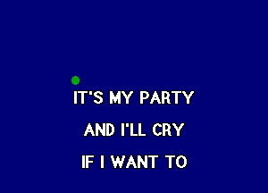 IT'S MY PARTY
AND I'LL CRY
IF I WANT TO