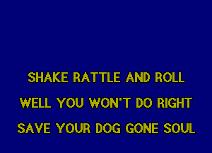 SHAKE RATTLE AND ROLL
WELL YOU WON'T D0 RIGHT
SAVE YOUR DOG GONE SOUL