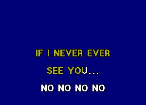 IF I NEVER EVER
SEE YOU...
N0 N0 N0 N0