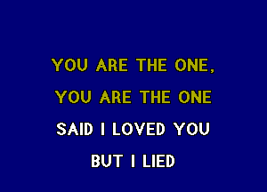 YOU ARE THE ONE,

YOU ARE THE ONE
SAID I LOVED YOU
BUT I LIED