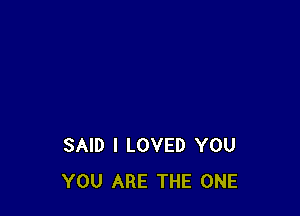 SAID I LOVED YOU
YOU ARE THE ONE