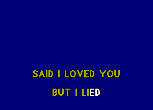 SAID I LOVED YOU
BUT I LIED