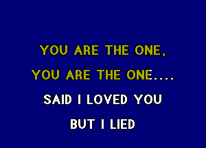 YOU ARE THE ONE,

YOU ARE THE ONE....
SAID I LOVED YOU
BUT I LIED