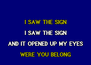 I SAW THE SIGN

I SAW THE SIGN
AND IT OPENED UP MY EYES
WERE YOU BELONG