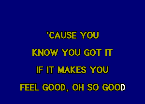 'CAUSE YOU

KNOW YOU GOT IT
IF IT MAKES YOU
FEEL GOOD. 0H SO GOOD