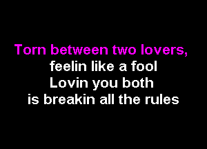 Torn between two lovers,
feelin like a fool

Lovin you both
is breakin all the rules