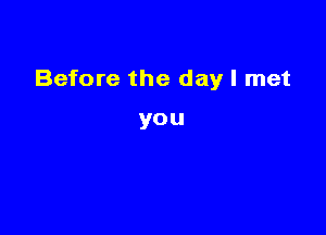 Before the day I met

you