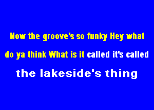 How the groowrs so funky Hey what
do ya think What is it called ifs called

the lakeside's thing