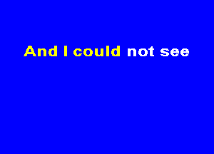 And I could not see