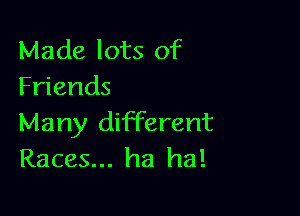 Made lots of
Friends

Many different
Races... ha ha!