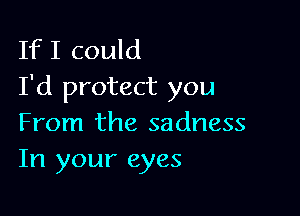 If I could
I'd protect you

From the sadness
In your eyes