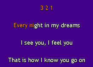3 2 1
Every night in my dreams

I see you, I feel you

That is how I know you go on