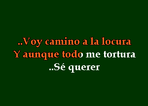 ..Voy (amino 3. la locuta

Y aunque todo me tortura
S(e querer