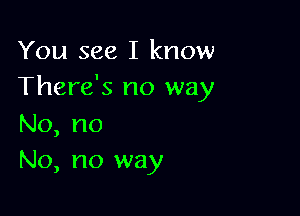 You see I know
There's no way

No, no
No, no way