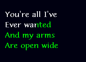 You're all I've
Ever wanted

And my arms
Are open wide