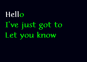 Hello
I've just got to

Let you know