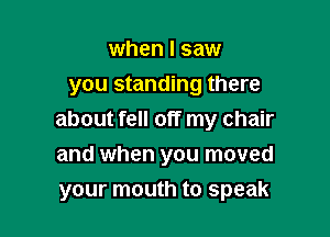 when I saw
you standing there

about fell off my chair

and when you moved
your mouth to speak