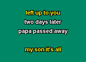 left up to you

two days later
papa passed away

my son it's all