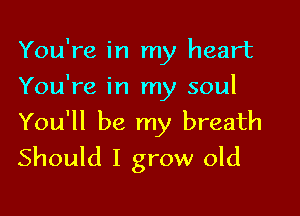 You're in my heart
You're in my soul

You'll be my breath
Should I grow old