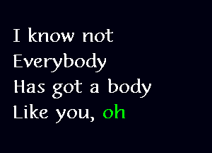 I know not
Everybody

Has got a body
Like you, oh