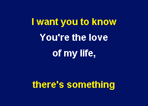 I want you to know

You're the love
of my life,

there's something