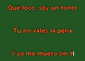 Que) loco, soy un tonto

Tu no vales la pena

Y yo me muero sin ti