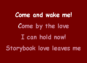 Come and wake me!

Come by the love

I can hold now!

Storybook love leaves me