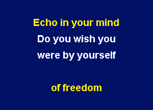 Echo in your mind

Do you wish you

were by yourself

of freedom