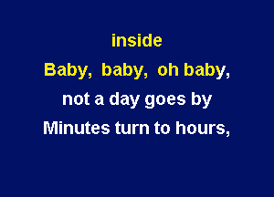 inside
Baby, baby, oh baby,

not a day goes by
Minutes turn to hours,