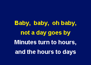 Baby, baby, oh baby,

not a day goes by
Minutes turn to hours,
and the hours to days