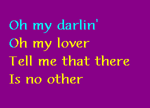 Oh my darlin'
Oh my lover

Tell me that there
Is no other