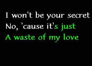 I won't be your secret

No, 'cause it's just

A waste of my love