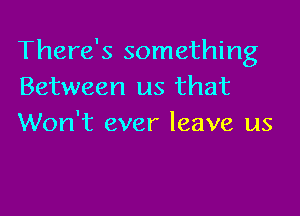 There's something
Between us that

Won't ever leave us