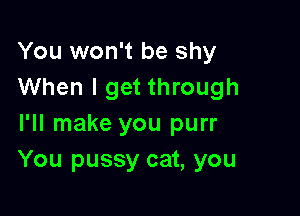 You won't be shy
When I get through

I'll make you purr
You pussy cat, you