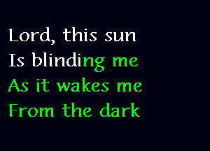 Lord, this sun
Is blinding me

As it wakes me
From the dark