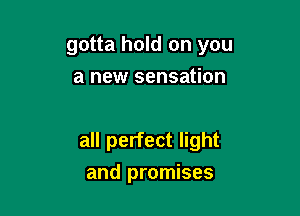 gotta hold on you
a new sensation

all perfect light
and promises