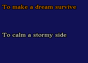 To make a dream survive

To calm a stormy side
